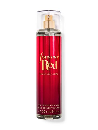 Vonná mlha Bath & Body Works Forever Red 236 ml v červeném flakonu s rozprašovačem.