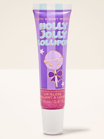 Lesk na rty Holly Jolly Lollipop Bath & Body Works s motivem lízátka, hvězd a mašle