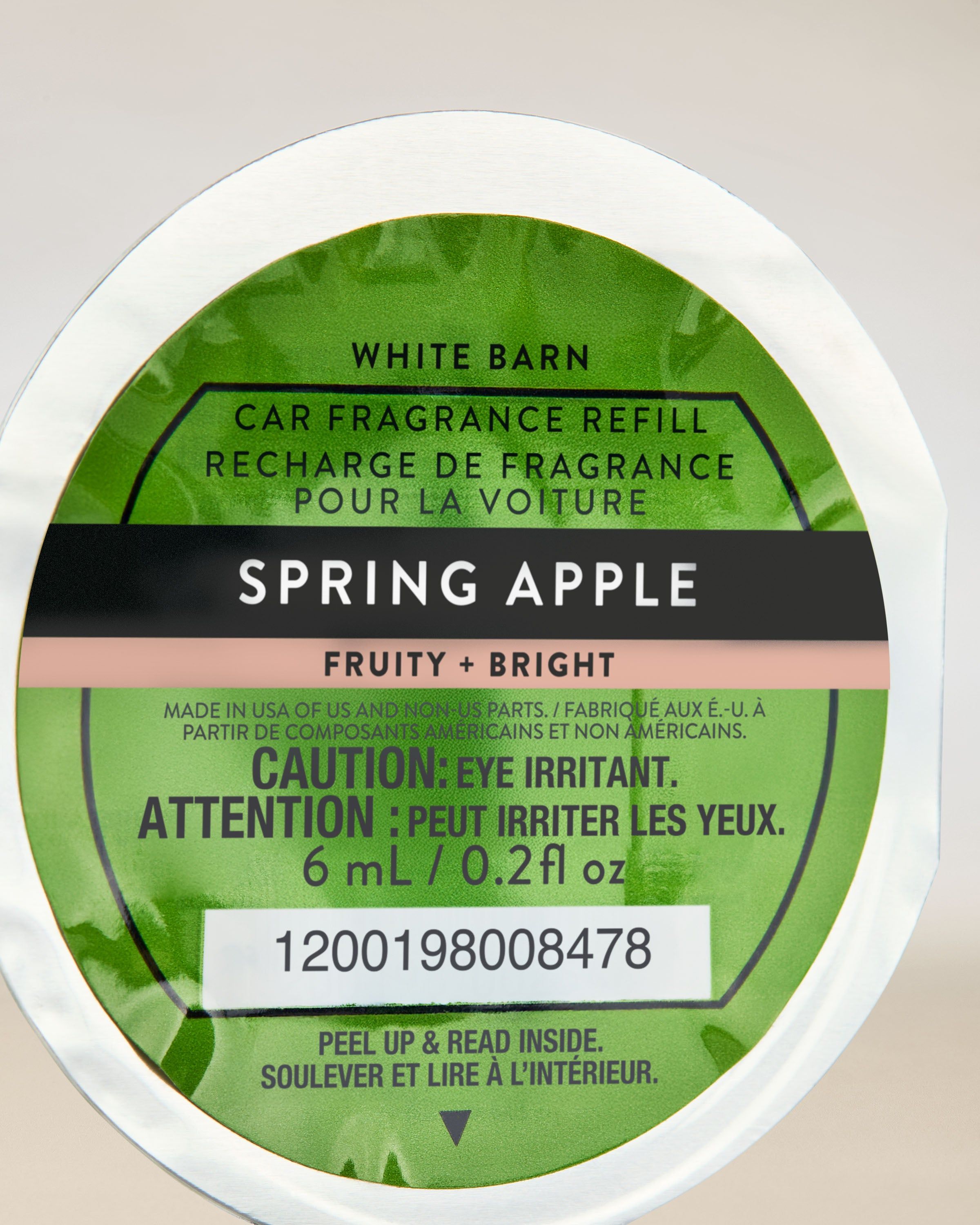 Náhradní vůně do auta Bath & Body Works White Barn Spring Apple v kulatém pouzdře