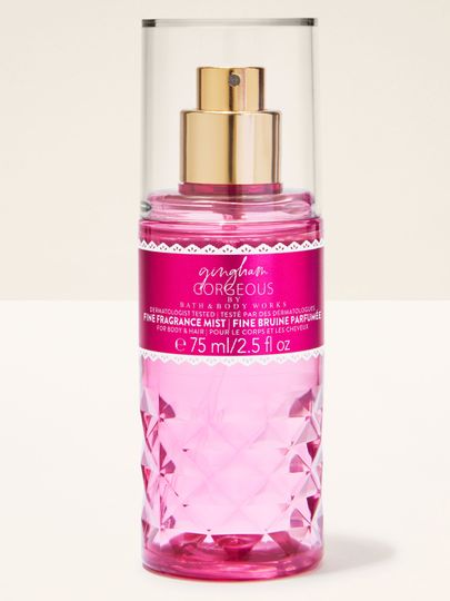Vonná mlha Bath & Body Works Gingham Gorgeous 75 ml v růžovém flakonu s rozprašovačem (mini).