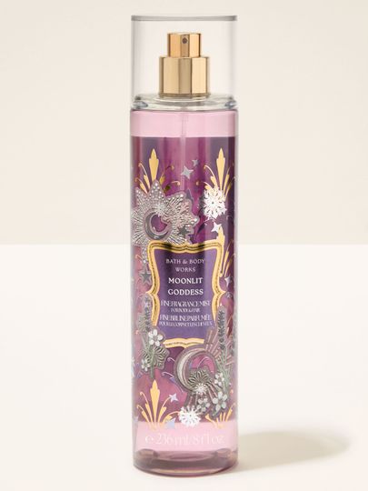 Tělová parfémová mlha Moonlit Goddess Bath & Body Works s motivem měsíce, hvězd a květin