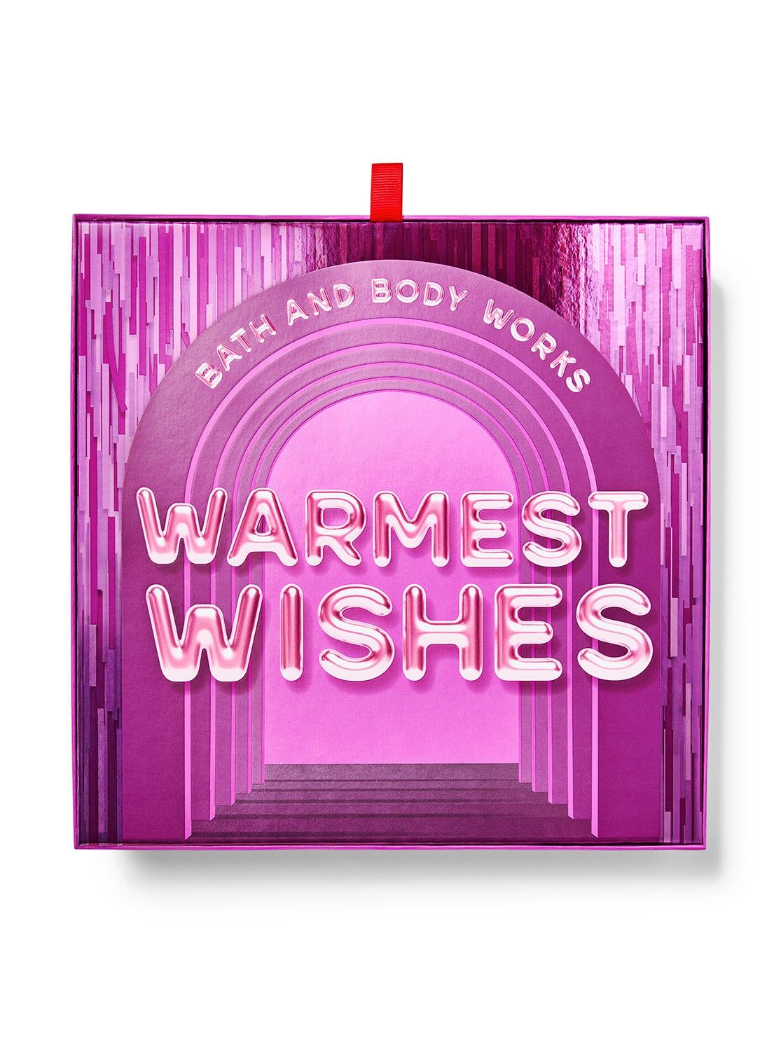 Zestaw podarunkowy „Warmest Wishes” w fioletowym, dekoracyjnym pudełku ze srebrnymi napisami, Bath & Body Works.