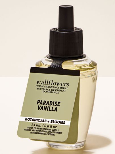 Bath & Body Works Paradise Vanilla – vanilková náplň Wallflowers v elegantní světlé lahvičce