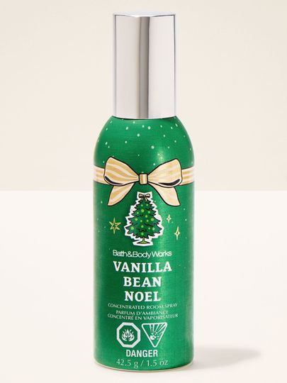 Vonný sprej do interiéru Vanilla Bean Noel Bath & Body Works s motivem vánočního stromku a mašle