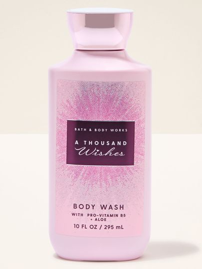 Sprchový gel A Thousand Wishes Bath & Body Works – růžový třpytivý design a ikonická elegantní vůně.