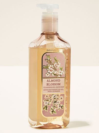 Almond Blossom – gel na mytí rukou Bath & Body Works z květinové kolekce v béžovém obalu