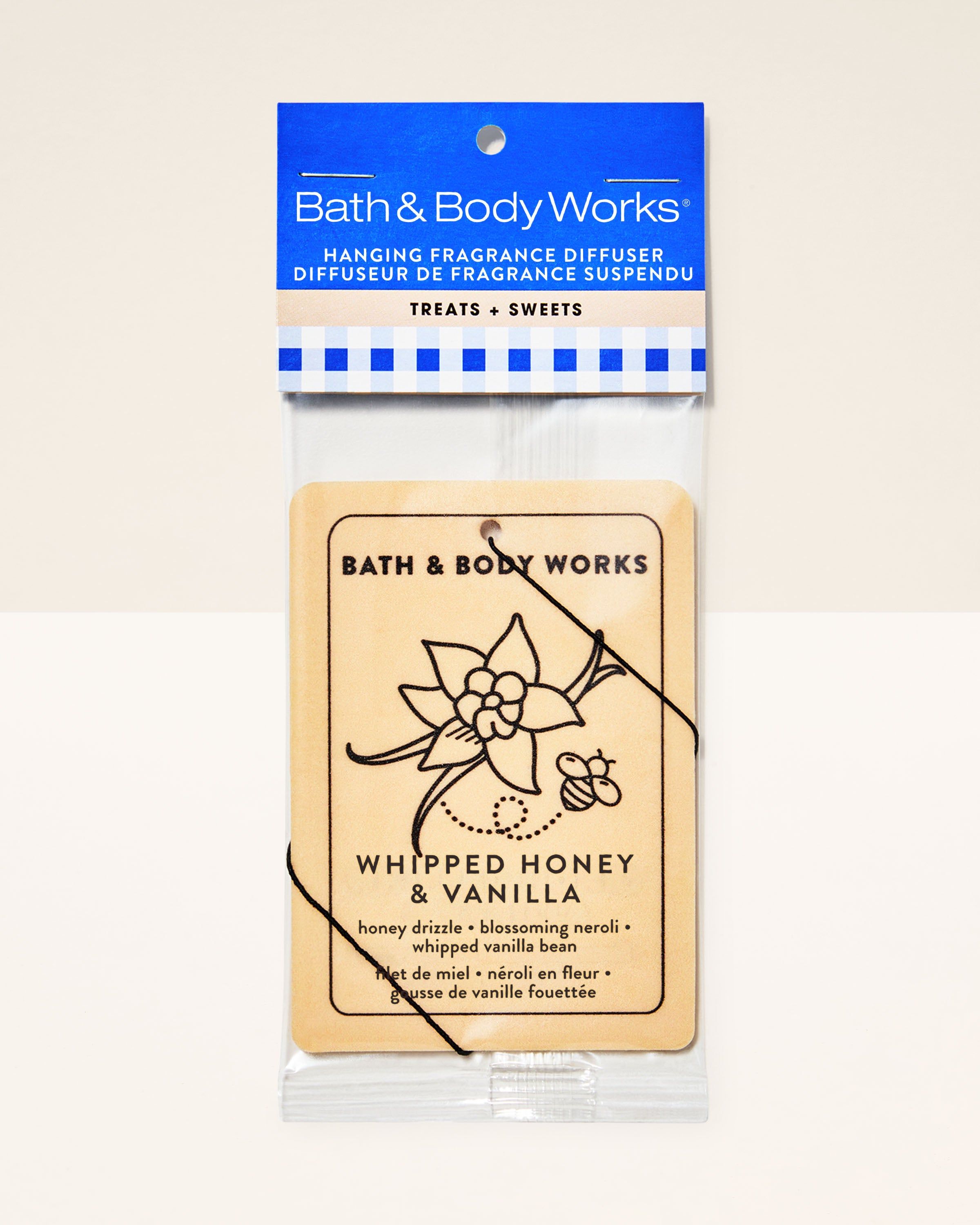 Závěsný difuzér Whipped Honey & Vanilla Bath & Body Works se sladkou vůní medu a vanilky.