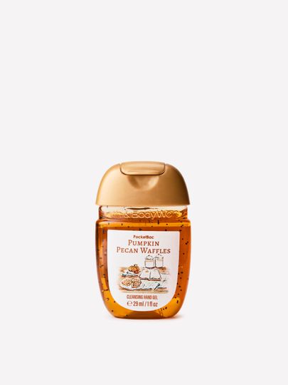 Antibakteriální gel na ruce PocketBac Pumpkin Pecan Waffles u kapsy džínů