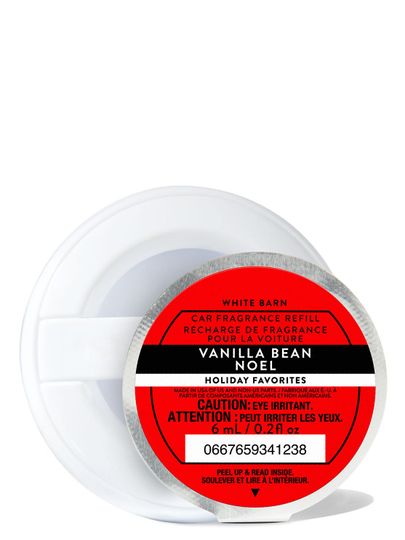 Świąteczny wkład do odświeżacza samochodowego "Vanilla Bean Noel" z czerwoną etykietą, Bath & Body Works.