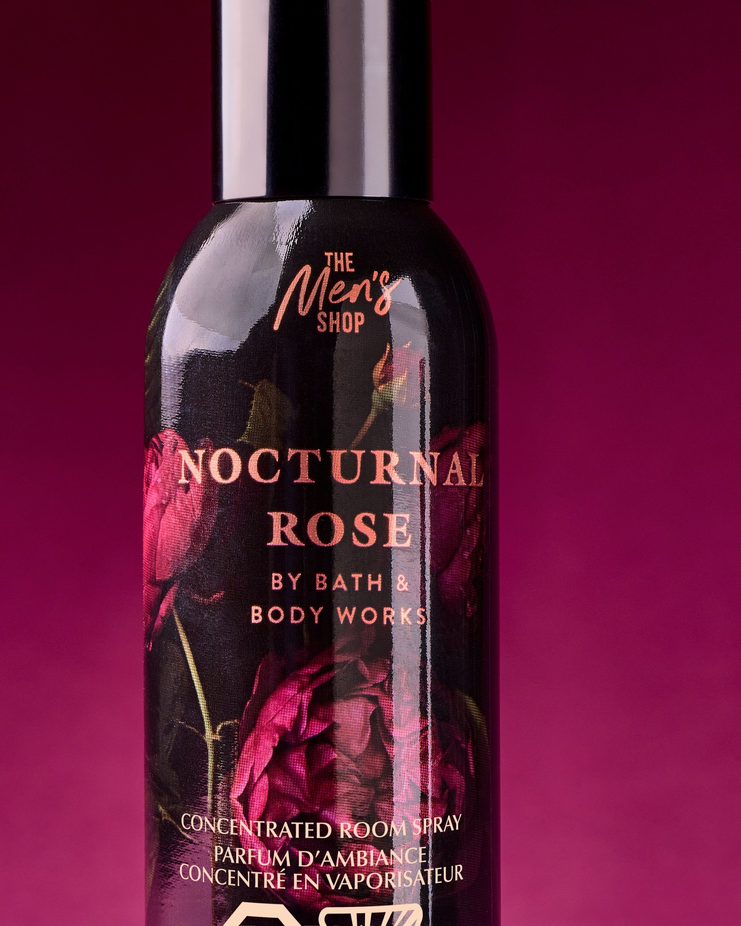 Nocturnal Rose The Men’s Shop by Bath & Body Works – černý room spray s tmavými růžemi.