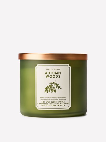Vonná svíčka White Barn Autumn Woods ze směsi sójového vosku, 3 knoty
