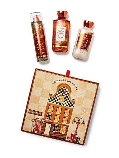 Zestaw kosmetyków z żelem pod prysznic, mgiełką i balsamem Warm Vanilla Sugar, Bath & Body Works.