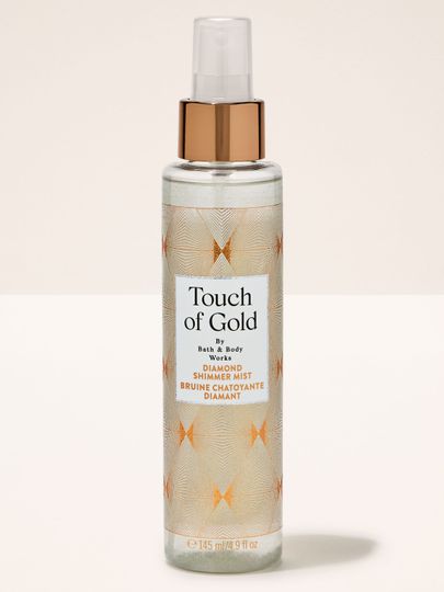 Touch of Gold – sprej Bath & Body Works s třpytkami ve stříbrné lahvi z kolekce Touch of Gold