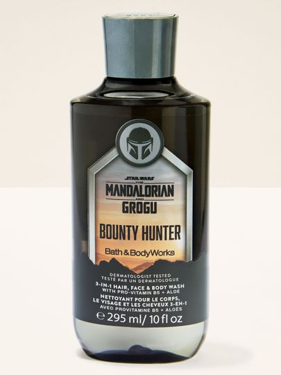 Sprchový gel 3v1 Bounty Hunter Mandalorian & Grogu v tmavé lahvi se šroubovacím víčkem