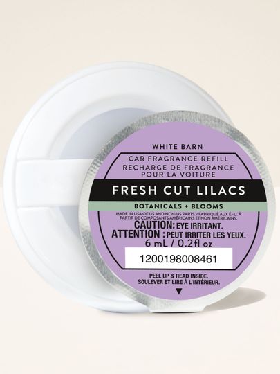 Náhradní vůně do auta Bath & Body Works Fresh Cut Lilacs White Barn v kulatém pouzdře