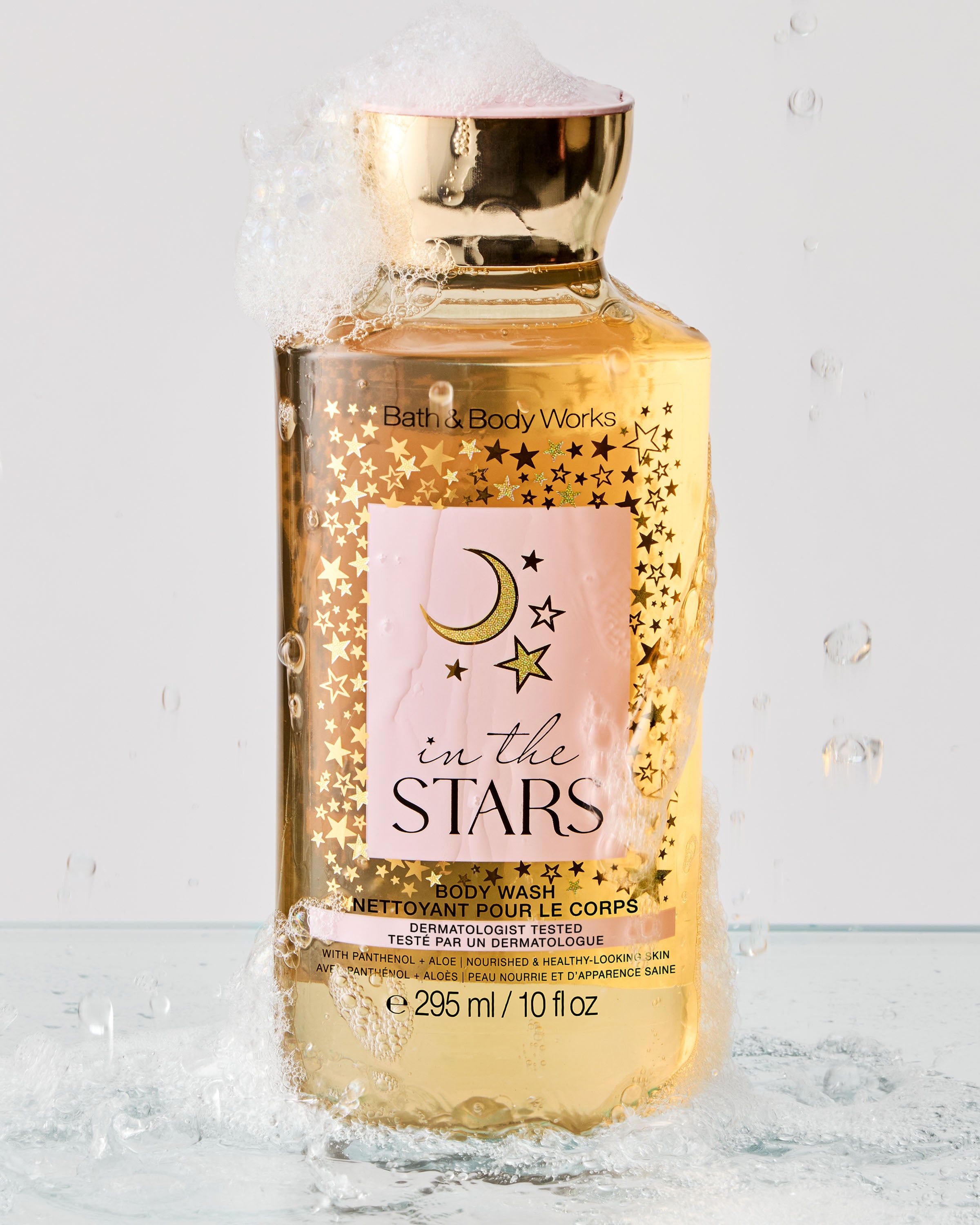 Sprchový gel In the Stars Bath & Body Works s motivem zlatých hvězd a měsíce
