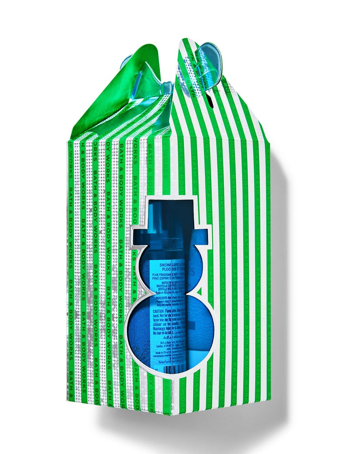 Zestaw mini kosmetyków „Snowflakes & Cashmere” w opakowaniu w kształcie Mikołaja, Bath & Body Works.