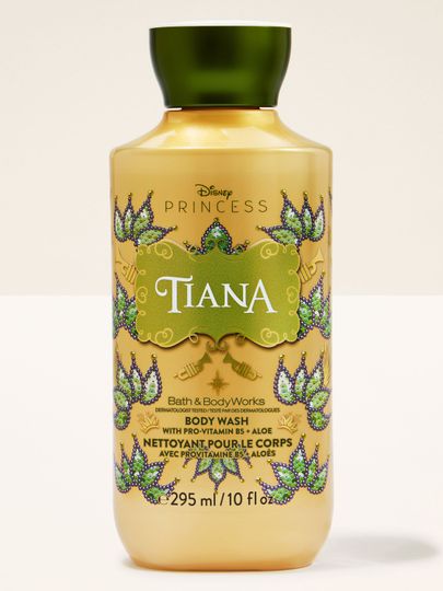 Sprchový gel Tiana v dekorativní lahvi inspirované motivy kolekce Disney Princess.