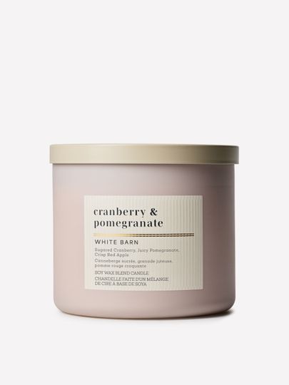 Vonná svíčka White Barn Cranberry & Pomegranate ze směsi sójového vosku, 3 knoty