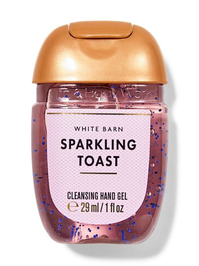 Antibakteriální gel Sparkling Toast Bath & Body Works v růžovém obalu se zlatým víčkem