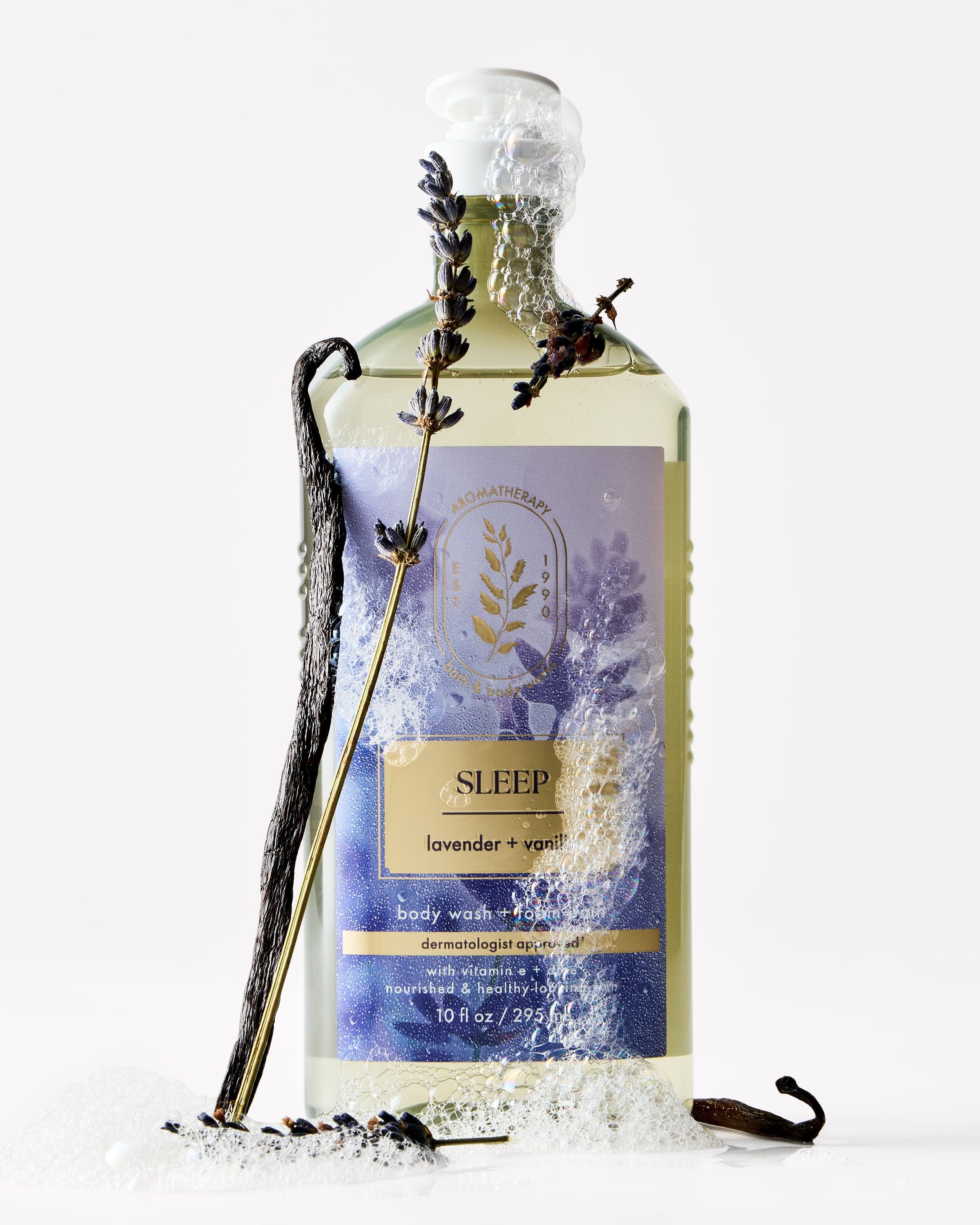 Sprchový gel Aromatherapy Sleep Lavender + Vanilla s levandulí, vanilkou a pěnou