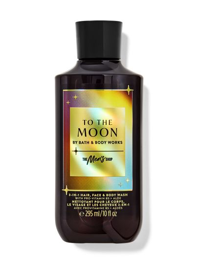 Ciemny żel do mycia ciała, twarzy i włosów "To the Moon" z holograficzną etykietą. Bath & Body Works.
