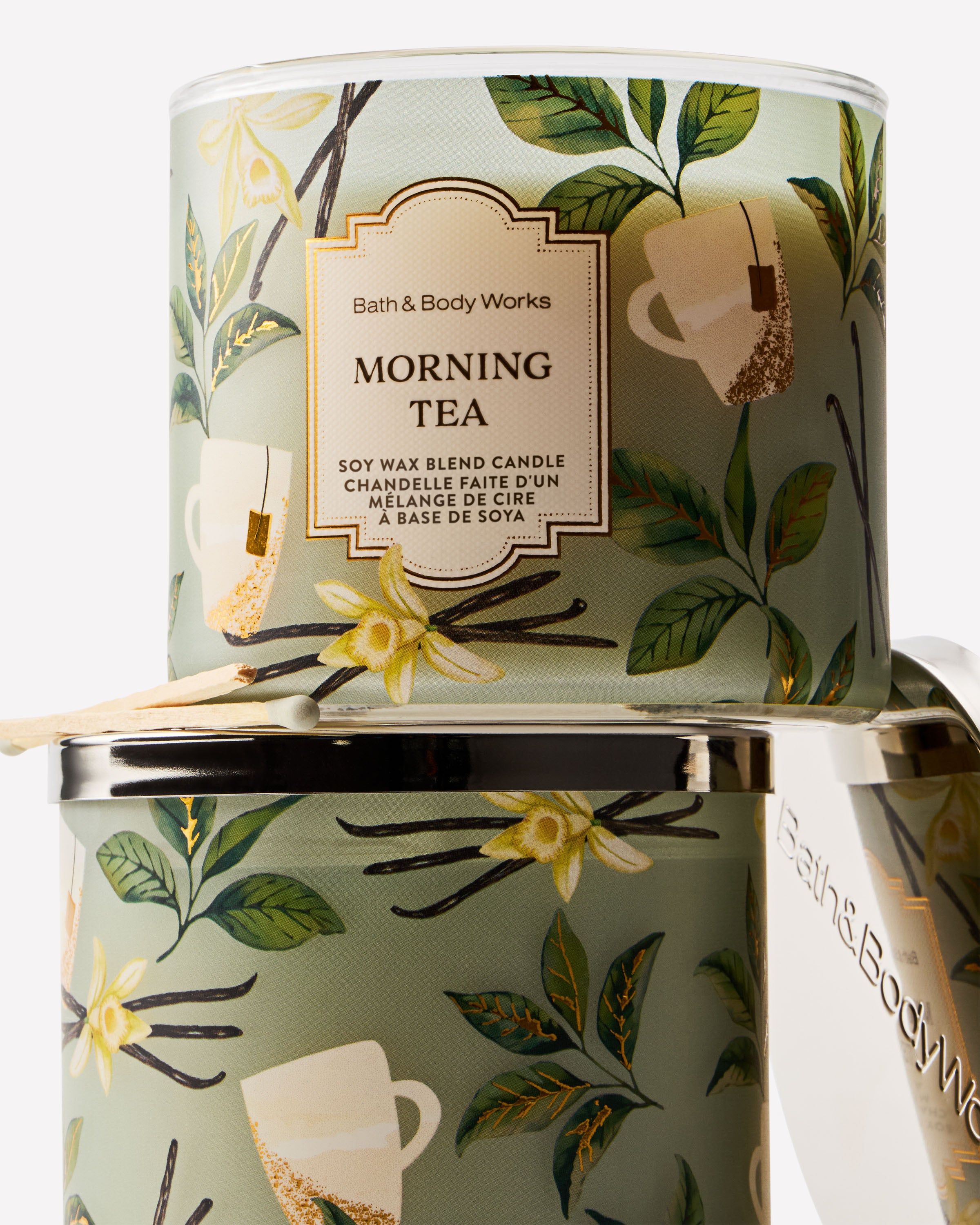 Vonná svíčka Bath & Body Works Morning Tea ze směsi sójového vosku, 3 knoty