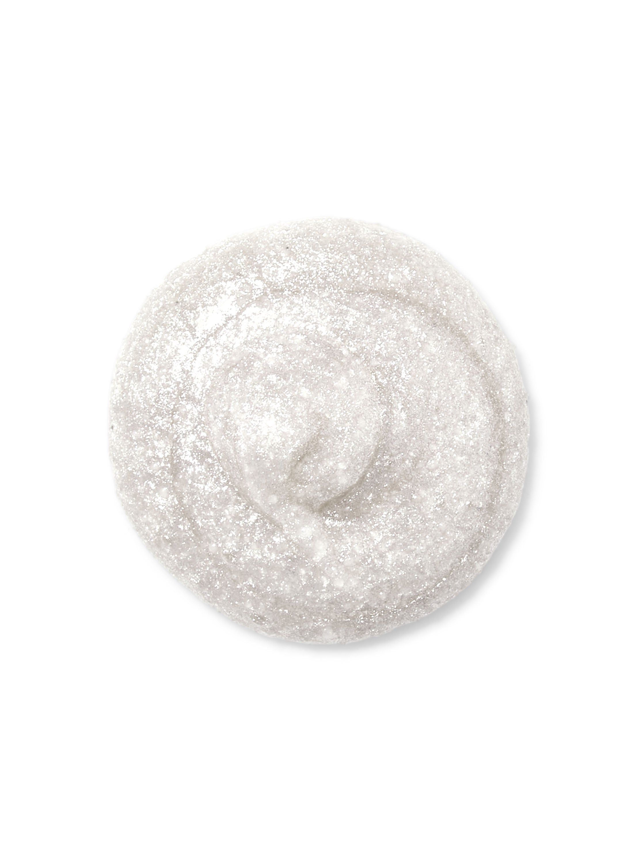 Kropelka jasnego, perłowego peelingu do ciała z drobinkami brokatu. Bath & Body Works.