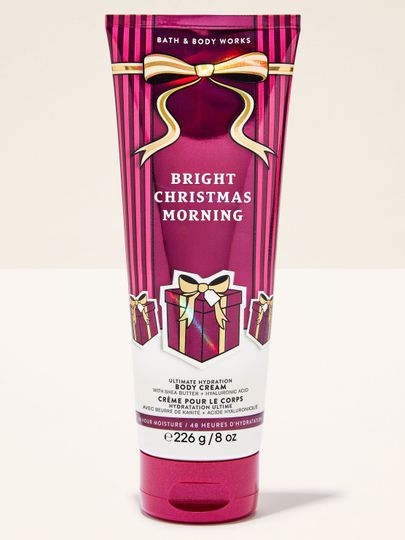 Tělový krém Bright Christmas Morning Bath & Body Works s motivem dárků a mašle