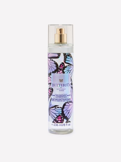 Tělová vonná mlha Butterfly Bath & Body Works, 236 ml, obal s motivem motýlů