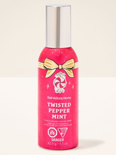 Vonný sprej do interiéru Twisted Peppermint Bath & Body Works s motivem bonbonu a mašle