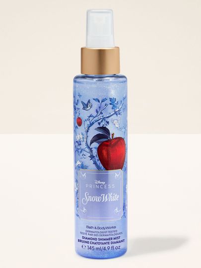 Třpytivý sprej Diamond z kolekce Disney Princess Snow White od Bath & Body Works v modrém lesklém flakonu.