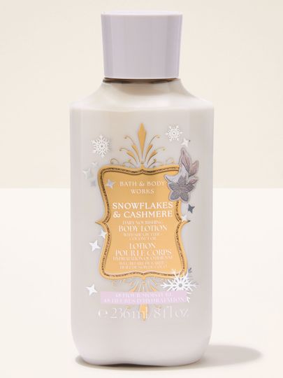 Tělové mléko Snowflakes & Cashmere Bath & Body Works se zimním motivem sněhových vloček