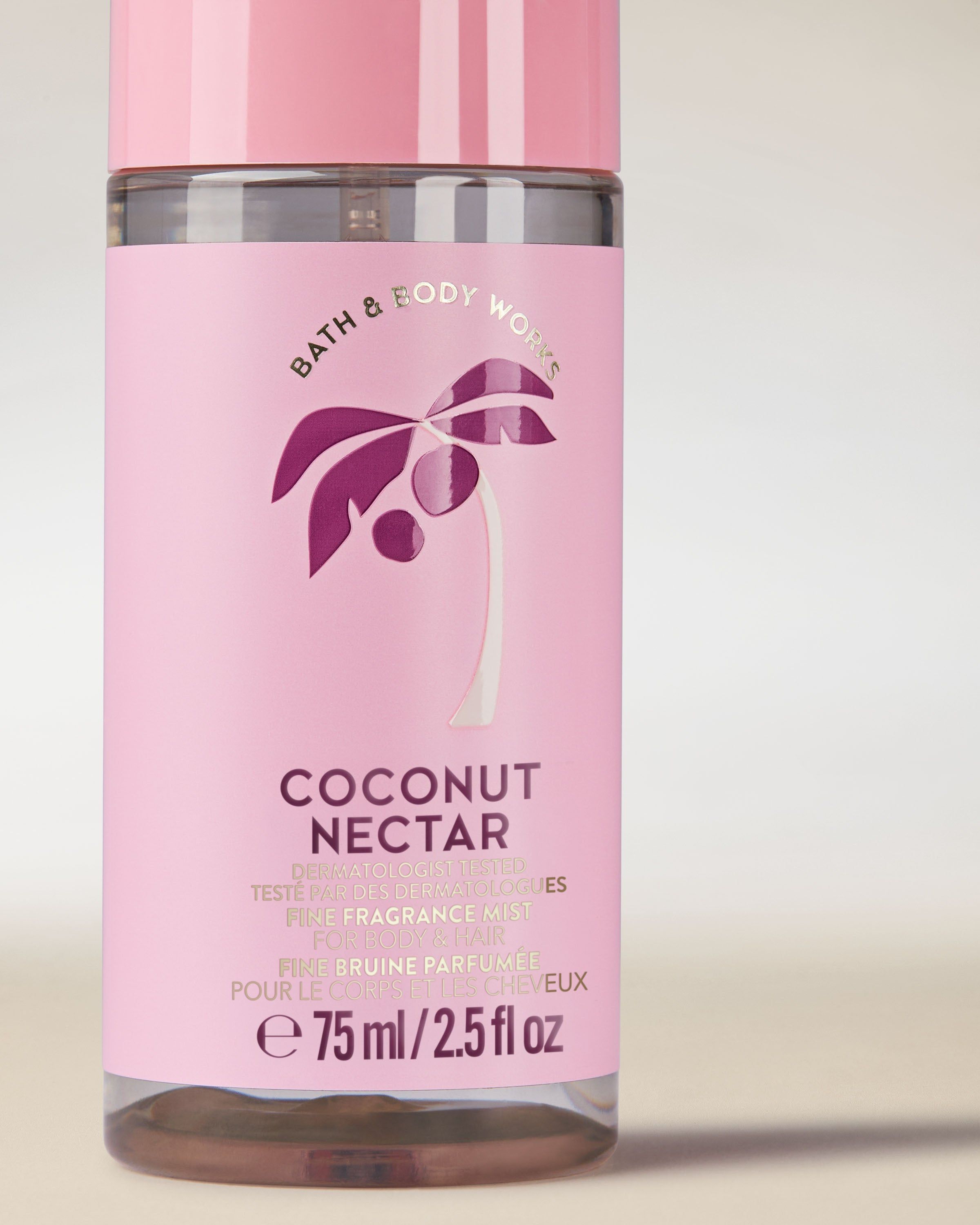 Parfémovaná mlha na tělo a vlasy Coconut Nectar v růžové lahvi