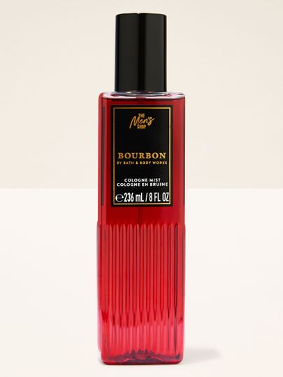 Vonná mlha Bourbon z pánské řady Bath & Body Works v praktické lahvi s přehledným označením.