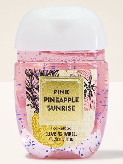PocketBac Pink Pineapple Sunrise – gel na ruce v růžovém obalu s bílým víčkem a ananasovou etiketou.