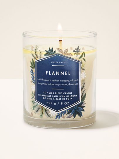 Vonná svíčka Flannel White Barn s jedním knotem ve skleněné dóze
