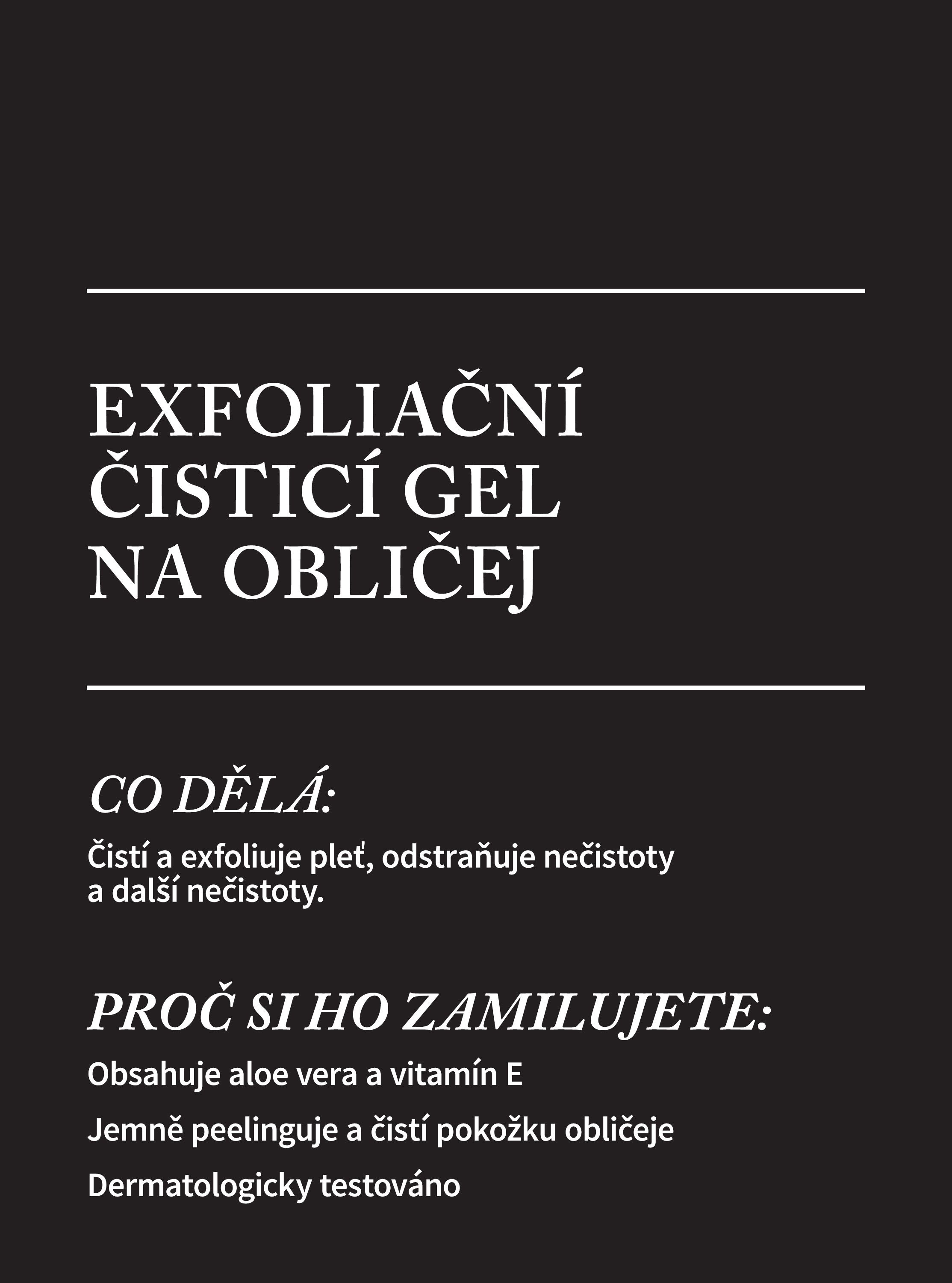 Exfoliační čisticí gel na obličej Bath & Body Works s aloí a vitamínem E v černo‑modré tubě.