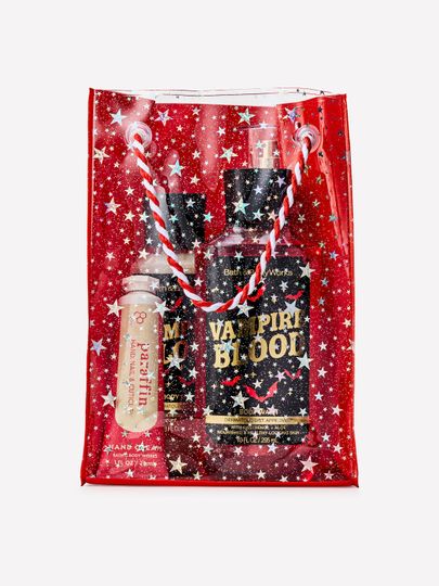 Dárková sada Vampire Blood Bath & Body Works v červené kosmetické taštičce s třpytivými hvězdami