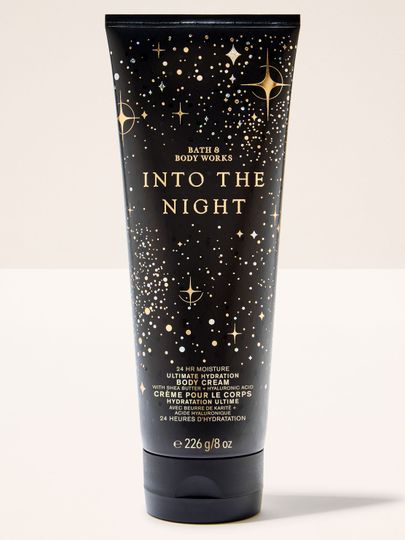 Tělové mléko Bath & Body Works Into the Night v černo‑zlaté tubě, 226 g.