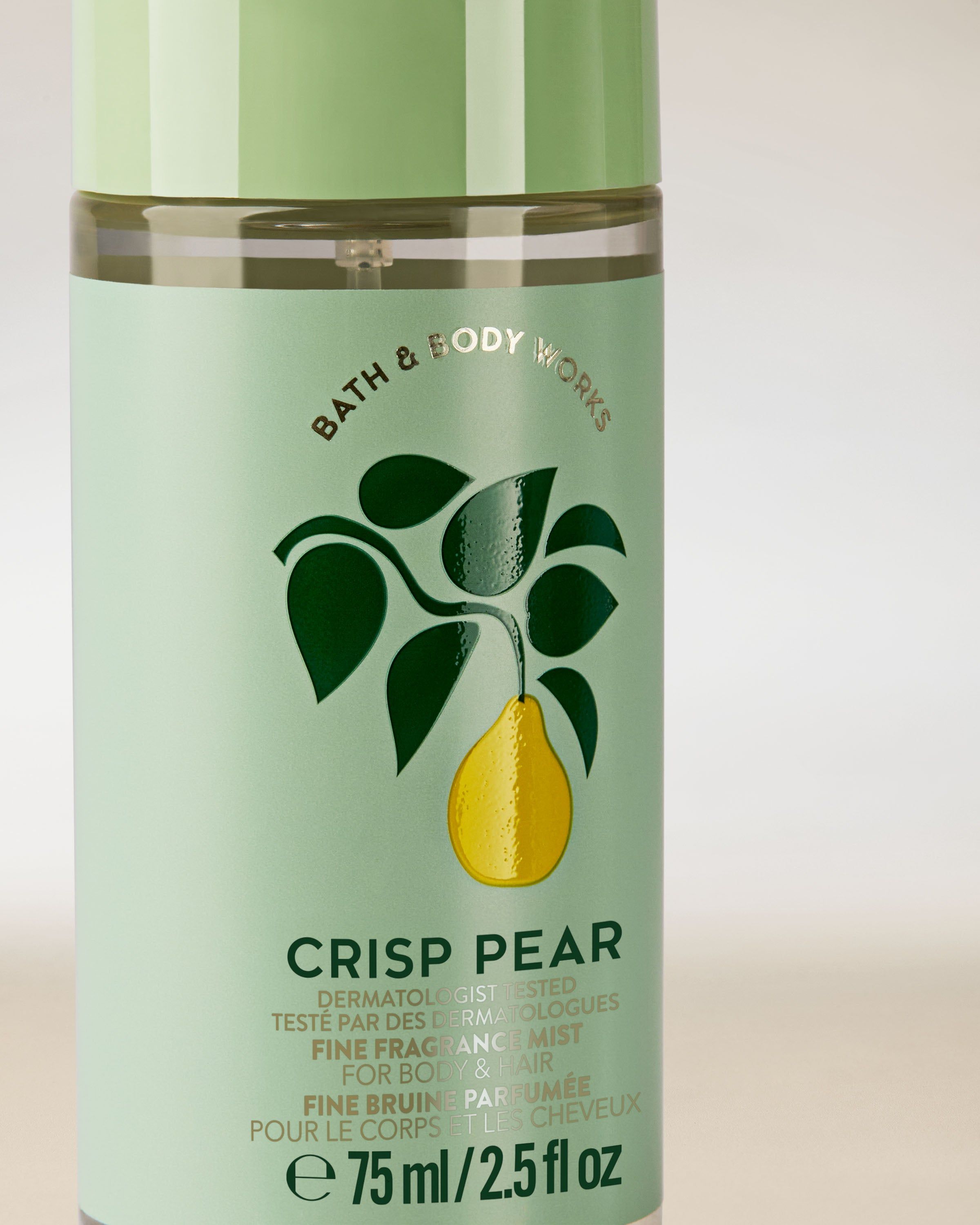 Parfémovaná mlha na tělo a vlasy Crisp Pear v zelené lahvi