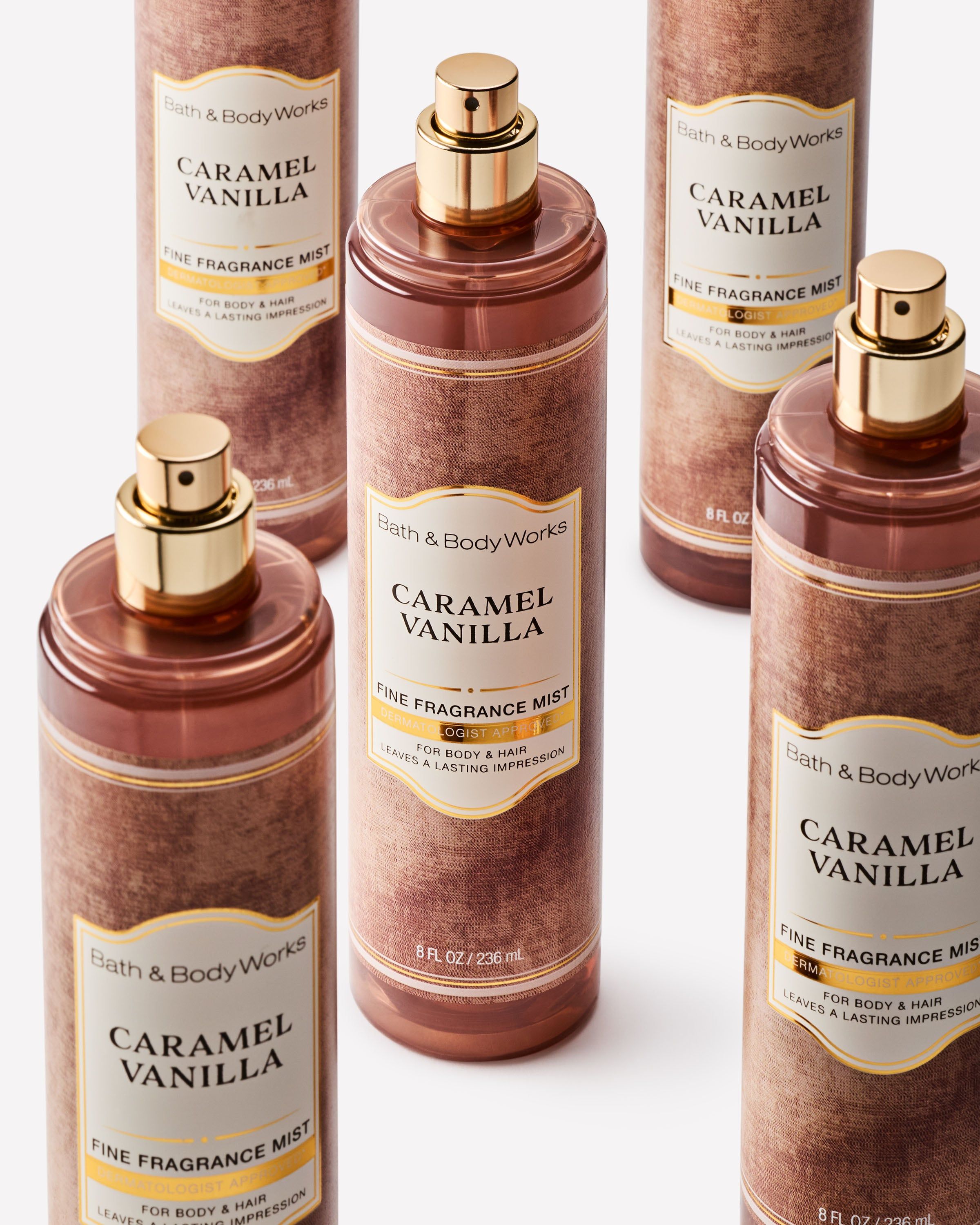 Vonná mlha Bath & Body Works Caramel Vanilla s rozprašovačem, 236 ml