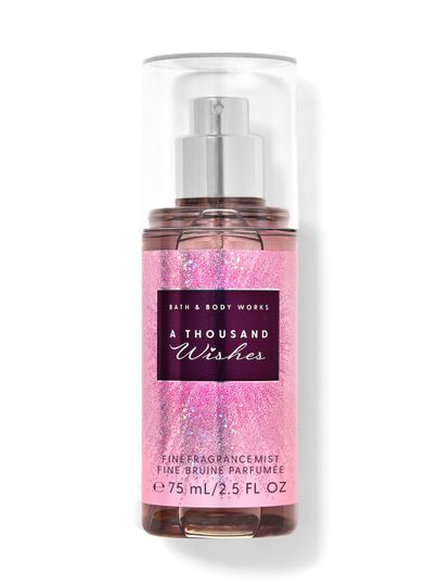 A Thousand Wishes – mini parfémová mlha Bath & Body Works v růžovém flakonu 75 ml.