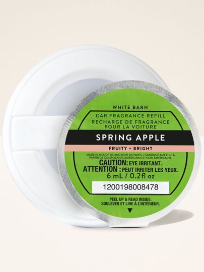 Náhradní vůně do auta Bath & Body Works White Barn Spring Apple v kulatém pouzdře