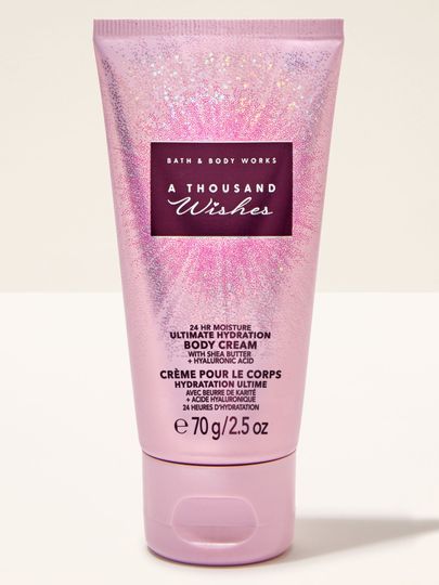 Tělový krém Bath & Body Works A Thousand Wishes v růžové třpytivé tubě, 70 g.