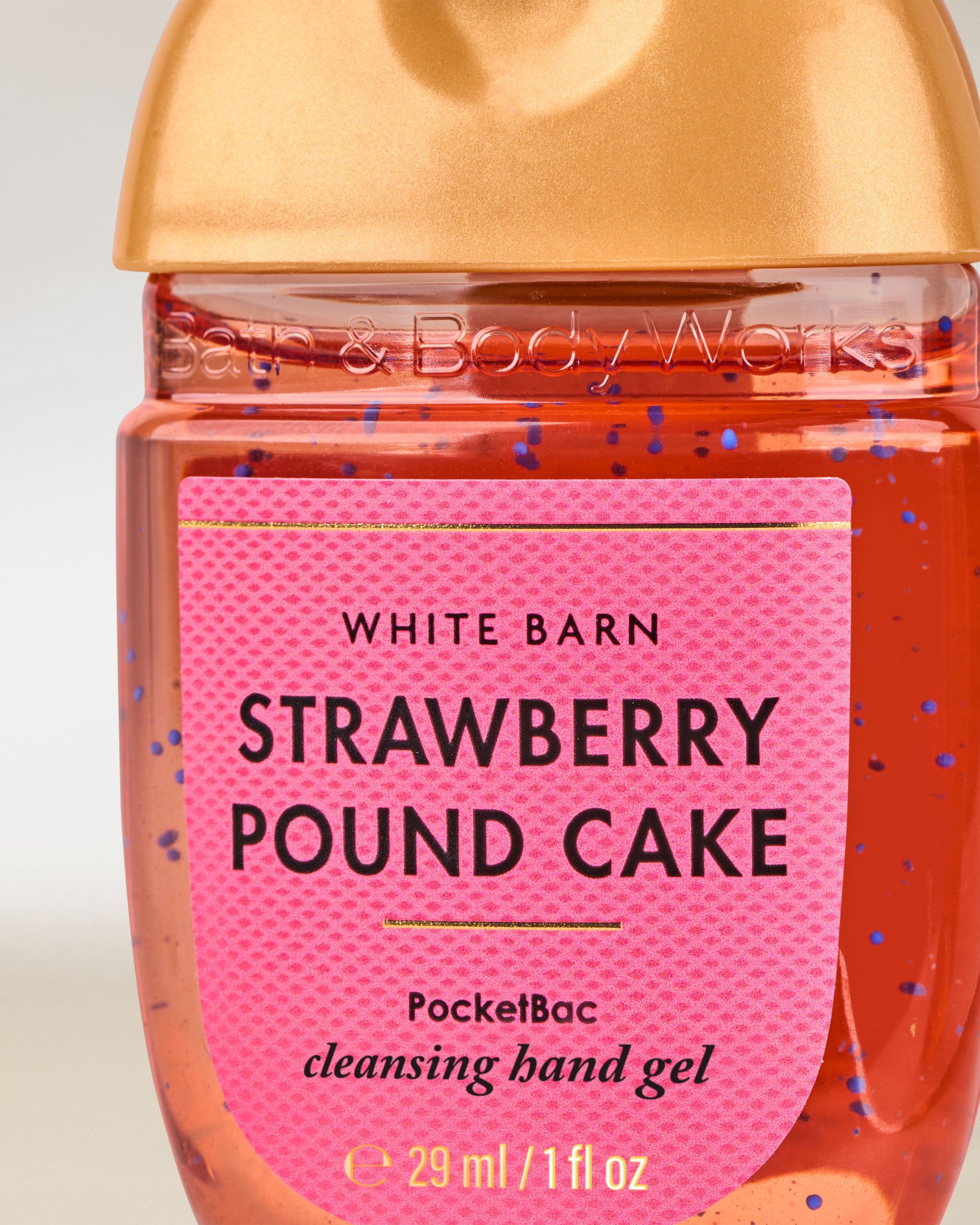PocketBac White Barn Strawberry Pound Cake s růžovým gelem a oranžovým víčkem, 29 ml.