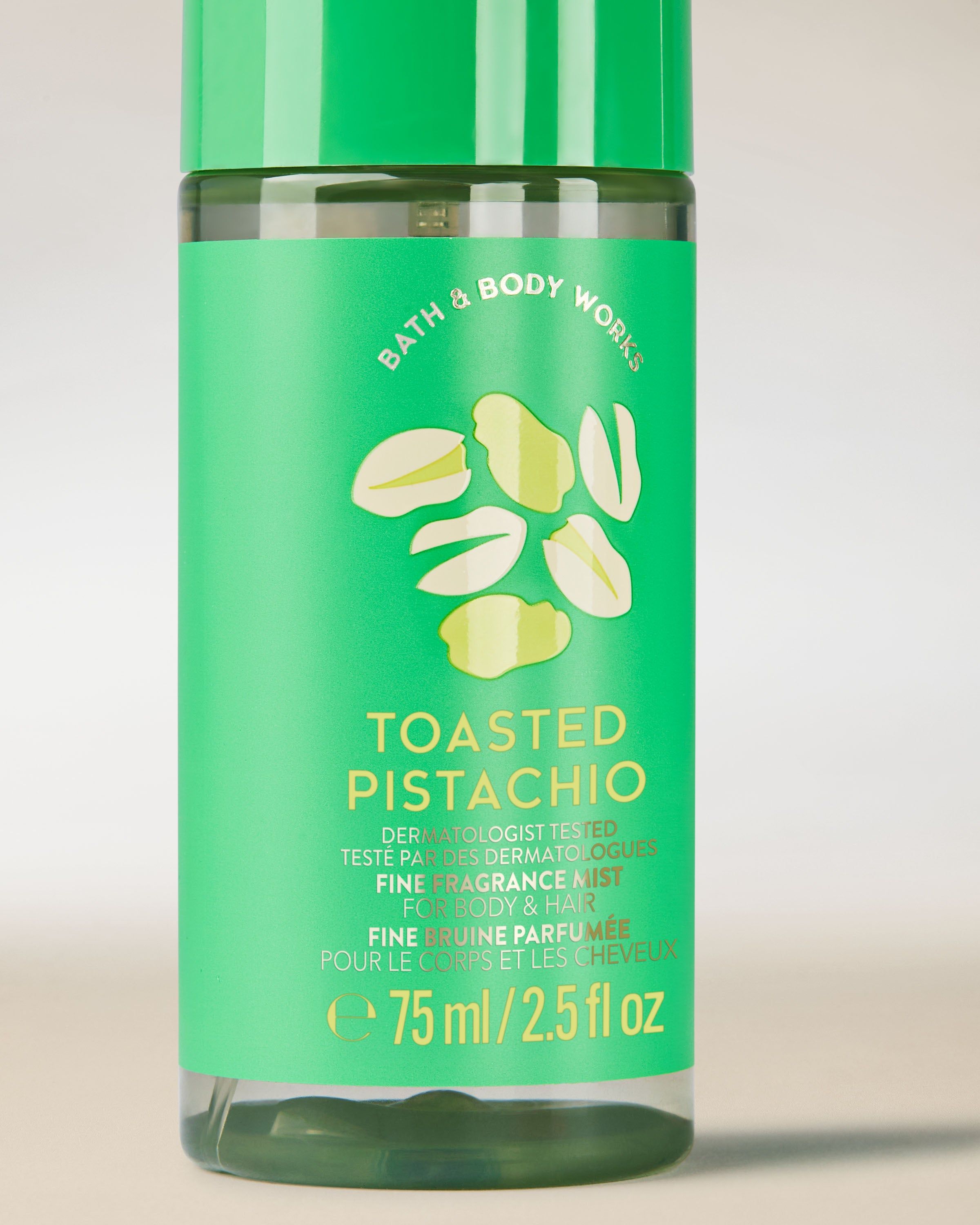 Parfémovaná mlha na tělo a vlasy Toasted Pistachio v zelené lahvi
