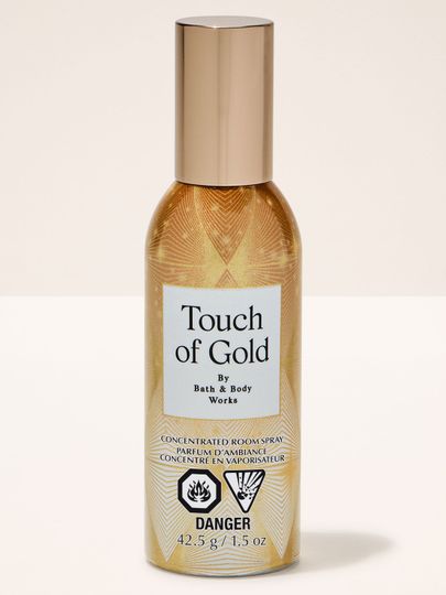 Touch of Gold – sprej do místnosti Bath & Body Works ve zlaté lahvi z kolekce Touch of Gold