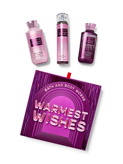 Zestaw „Warmest Wishes” z żelem, mgiełką i balsamem do ciała „A Thousand Wishes”, Bath & Body Works.