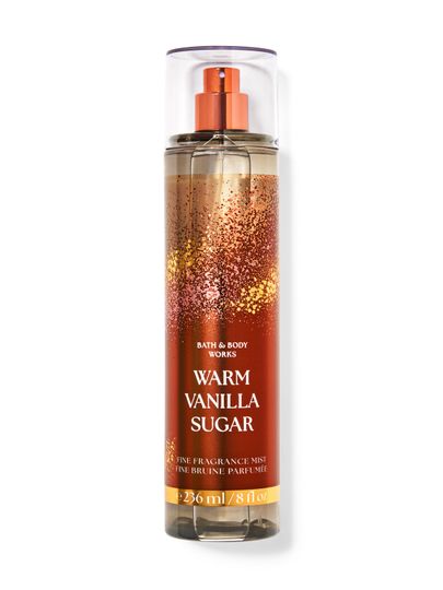 Mlha Warm Vanilla Sugar Bath & Body Works – zlatohnědý design a hřejivá sladká vanilková vůně.